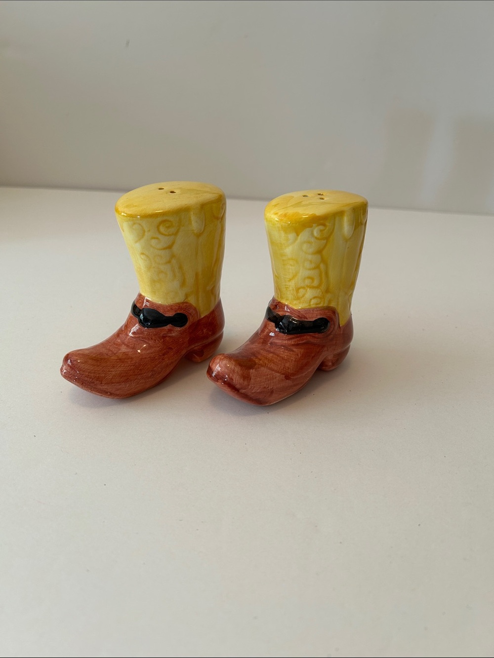 Yellow and Brown Cowboy Boot Salt & Pepper Shakers - Ceramic